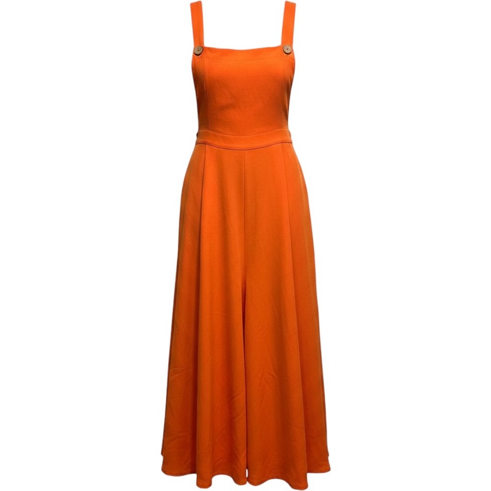 Sleeveless Orange Wide-Leg Jumpsuit